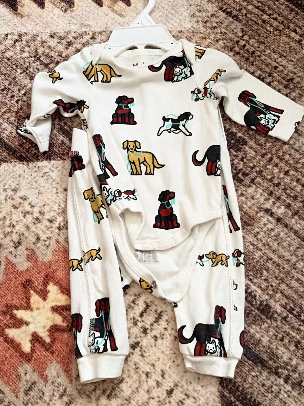 Baby White Dog Print Footed One-Piece Romper